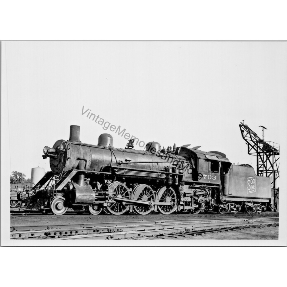 Vintage SOO Line Railroad 703 Steam Locomotive 5"X7" Real Photo T2-200